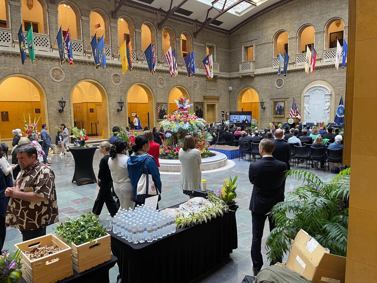 Grand atrium reception coordinated by Meraki Occasions